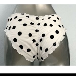 Victorias Secret Nwt White Black Dot Capri Ruffle Cheeky Ruched Bikini Bottom